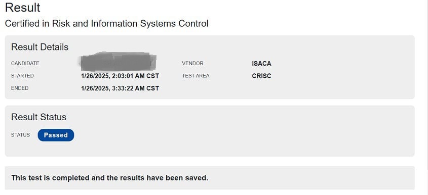 ISACA - Certified in Risk and Information Systems Control (CRISC) Support